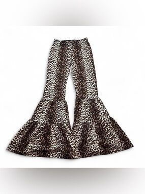 90’s Leopard Print Ruffled Bell Bottom Pants